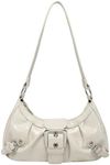 Verdusa Women's Y2k Purse Top Handle Shoulder Bag Buckle Punk Hobo Clutch Purses Bags Beige One-Size