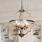 Farmhouse Light Fixture Rustic Chandelier Ceiling Lights, 4 Lights, Bulb Not Included, 21 Inch