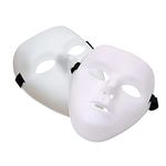 Seglorwy Unisex Full Face Hip Hop Dance Party Masquerade Masks, Blank Halloween Cosplay Costume Masks White Mask (2 Pcs)