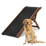 Paramount Essentials Dog Ramp | Adjustable Pet Ramp with Non-Slip Rubber Surface & Footing Pads | Secure & Portable with Arm Lock | Mobility Support for Dogs & Disabled Pets (Walnut)