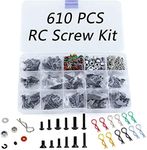 610PCS Universal RC car Parts Screw Tool Kit Screws Assortment Set, Hardware Fasteners for Traxxas Axial Redcat Arrma HPI SCX10 Losi 1/8 1/10 1/12 1/16 Scale RC Cars Trucks Crawler, RC Screw Kit