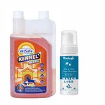 VetSafe Kennel Wash 1000 ML with Flea and Tick foam shampoo 200 ML | Kennel Cleaner | Pet Floor Cleaner | Pet Area freshener | Odour Neutralizer | Disinfectant | Super Concentrate | Orange Power