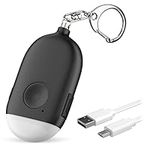 Personal Alarm Keychain for Women Self Defense - USB Rechargeable 130 dB Loud Safety Siren Whistle with LED Light – Panic Button or Pull Pin Alert Device Key Chain by WETEN (Black)