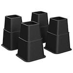 SONGMICS Bed Risers, 4-Pack Furniture Risers, Heavy Duty Bed Lifts in Heights of 3, 5 or 8 Inches, Lifts up to 1300 lb, Stackable Risers for Sofa, Table Legs Extenders, Black UCDG001B01