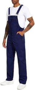 WORK IDEA Men's Bib Overalls,Men's Overalls Workwear Lightweight with Adjustable Straps and Pockets,Navy, XXXXL