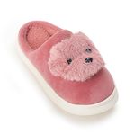 Dekkin Women's Winter Home Indoor Puppy Design Fur Slipper Peach, 3.5 To 4.5