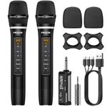 PROZOR Wireless Microphones - Rechargeable Handheld Microphone UHF Cordless Receiver Karaoke Mic System Support Volume Treble Bass Echo Control for Karaoke Wedding DJ Party Speech Church