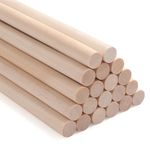 ONUPGO 1/2 X 12 Inch Dowel Rods Wood Sticks 20 PCS Wooden Dowel for Craft Round Natural Wood Crafts Unfinished Hardwood Sticks for Arts,DIY, Tiered Cake Support and Wedding Ribbon Wands