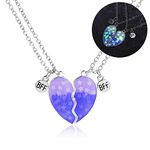 2PCS Unique BFF Magnetic Necklaces, Best Friends Heart Pendant Chain Necklaces with Luminous, Glowing Necklace Friendship Jewelry Gifts for Girls Friends Sisters Mother