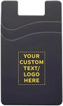 DISCOUNT PROMOS 100 Montego Silicone Phone Wallets Pack - Customizable Text, Logo - Strong Adhesive, Dual Pocket - Black