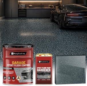 Luxury 3‑Component Epoxy Colored Sand Self‑Leveling Floor Paint, Marble‑Effect, 100% High Solids, 5.5:1 Sand‑Aggregate Ratio, 6H Hardness,1.5mm Finished Thickness (Medium Gray,4 Gallon,100 Sq.Ft)