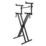 Miwayer Piano Stand Frameworks Deluxe Two Tier X-Style Keyboard Stand Height & Width Adjustable with Quick Release Mechanism, For 54-88 Key Electric Pianos, Black