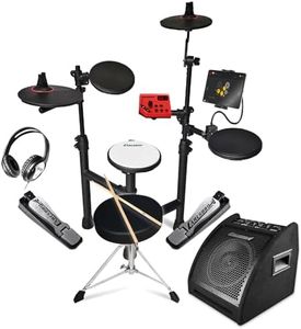 Carlsbro Club100BP1 Compact Electronic Drum Kit with 10" Monitor, Phone/Tablet Mount, 50 Melodics Lessons, Electric Drum Set for Beginner, Customizable Sounds