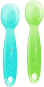 ChooMee Silicone Baby Spoons | 4 Months +, First Stage Baby Led Weaning and Self Feeding | Soft Spoon with Firm Handle | Designed in USA, BPA Free, Premium grade Platinum Silicone | 2 CT