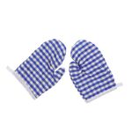 DOITOOL Heat Proof Gloves 2Pcs Kids Oven Mitts Children Play Kitchen Gloves Heat Resistant Plaid Cooking Gloves Hot Dish Pad for Kids Toddler Sky Blue Heat Resistant Gloves