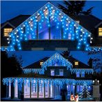 ULIGHTOWN Icicle Outdoor Christmas Lights, 14m/46ft 360LED Blue White Plug in Lights,Xmas Icicle Light - 8 Lighting Modes,Memory, Mains Powered for Home/Window/Party/Indoor Decor