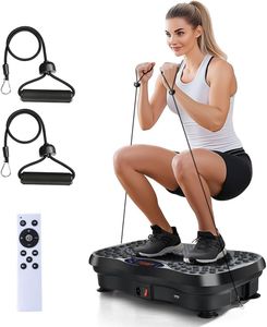 PTEROMYS Vibration Plate Exercise Machine for Lymphatic Drainage & Weight Loss Vibrating Fitness Platform with Remote Control & Resistance Bands for Full Body Workout for Women & Men (Black)