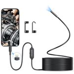 Depstech Endoscope Camera, HD Borescope Inspection Camera with Light, Snake Camera with 16.4ft Semi-Rigid Cable, Bluart 3.0 Tech, 7mm IP67 Waterproof Scope Camera for iPhone, Cool Gadget for Men