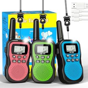 WITPAW 3 Pcs Walkie Talkies for Kids Rechargeable 3 KM Handheld Walkie Talkies Long Range 22 Channel 2 Way Radio Birthday Party Gifts for 3-12 Years Old Girls Boys Outside Adventure Camping Hiking