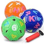 Dilabnda Mini Soccer Balls for Kids Toddlers 6-12 Months, 6'' Bouncy Soccer Number Learning Sport Balls for Indoor Outdoor Pool, Educational Letter Soft Ball Gift for Girls Boys 2 3 4 5 6 7(3 PCS)