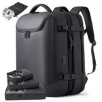 TANGCORLE Travel Carry on Backpack Expandable Flight Approved Backpacks 17.3 inch Laptop Business Back Pack for Women Men…, Black(with 3 Cubes 50l), 50L, Travel Backpack