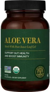 Global Healing Aloe Vera Bio-Active Organic Leaf Supplement - 200x Concentrate Formula with Highest Concentration of Acemannan - Aloin-Free - Gut Health & Immune Support - 60 Capsules