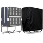 IKIMI Folding Bed with Mattress for Adults,96x190cm Portable Roll Away Beds with Wheels,Thick Memory Foam Mattress Foldable Bed & Mattress Set for Guest Hideaway Metal Rollaway Bed Frame Space Saving