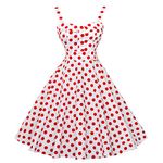 Maggie Tang Women's 1950s Vintage Rockabilly Dress Size S Color White red