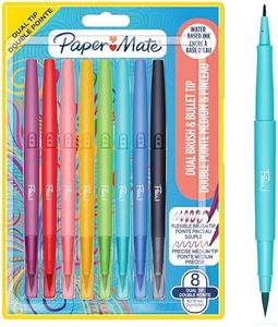 Rotuladores de fieltro Paper Mate Flair DUAL | Punta media (0,7 mm) y punta de pincel | Rotuladores de dos puntas | Colores surtidos | 8 unidades