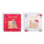 Hallmark Multipack Christmas Cards, Charity Cards, Pack of 16 in 2 Cute Designs, Forever Friends Bears, Red, White