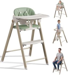 Convertible Baby Highchair & Foldable Toddler Standing Tower, Green