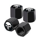 Ajxn 4 Pack Skull Car Wheel Tire Valve Stem Caps Airtight Dust Proof Covers Universal Tire Air Valve Caps for Cars, Trucks, Bicycles, Car Accessories for Men and Women White