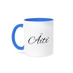 3dRose Aiti-Word for Mom in Finnish-Mother in Different Languages Finland-Two Tone Blue Mug, Ceramic, 10.16 x 7.62 x 9.52 cm