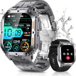 PODOEIL Military Smart Watches for Men, 1.96" AMOLED Tactical Watch with IP68 Waterproof, 100+ Sports Modes/Step Counter/Heart Rate/Blood Pressure/Sleep Monitor Smartwatch for Android iOS and Samsung