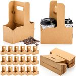 Lawei 50 Pack 2 Cup Kraft Drink Carrier with Handle, 2 or 4 Cup Carrier Disposable Paperboard Beverage Cup Holder for Hot Cold Drinks, Take Out Cup Carriers to Go Coffee Cup Holder for Food Delivery