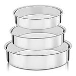 HaWare Cake Tin Set of 3, 100% Stainless Steel Round Cake Pan Baking Tier, Healthy & Heavy Duty, Mirror Finish & Easy Clean, Dishwasher Safe- (20cm/ 24cm/ 28cm)