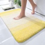 OLANLY Luxury Bathroom Rug Mat 30x20, Extra Soft and Absorbent Microfiber Bath Rugs, Non-Slip Plush Shaggy Bath Carpet, Machine Wash Dry, Bath Mats for Bathroom Floor, Tub and Shower, Yellow