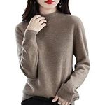 Cashmere Sweaters for Women, 100% Cashmere Long Sleeve Crew Neck Soft Warm Pullover Knit Jumpers (Camel,L)