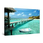 Startonight Canvas Wall Art - Boat on the Clear Water, Beach Picture for Living Room Photo Framed 80 x 120 CM