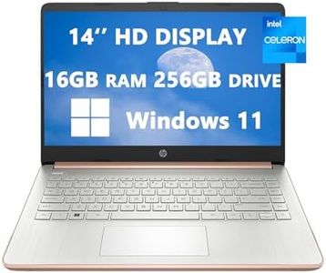 2024 HP 14 HD LED Display Laptop, Intel Celeron N4120(4-core), 16GB RAM, 256GB(128GB SSD+128GB Card), SD Card Slot, USB-C, Rose Gold, Light-Weight, Windows 11, School and Business Ready, RK Date Cable