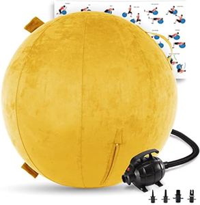 Exercise Ball 65cm/26in, Gold Rush Microsuede Leather Cover with Electric Quick Pump For Yoga, Pilates, Fitness Balance Stability, Office Ball Chair Seat. Soft & Slip Resistant, Pro Guide