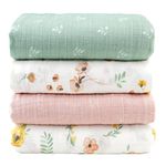 Viviland Swaddle Blanket, Cotton Muslin Swaddle Blanket for Boys Girls, 4 Pack Baby Swaddle Blanket Muslin Swaddle Receiving Blanket for Newborn, Muslin Blanket Soft Silky & Breathable, 47 X 47 inch