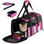 SECLATO Pet Carrier - Airline Approved for Small Dogs, Cats, Kittens Under 15lb - Collapsible Soft Sided TSA Cat Travel Carrier in Red