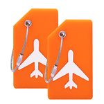 Silicone Luggage Tag with Name ID Card Perfect to Quickly Spot Luggage Suitcase by Ovener (Orange 2 Pack Tags)