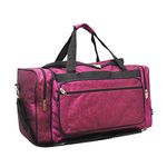 NGIL Hot Pink Glitter Canvas Carry on 20" Duffle Bag, Pink