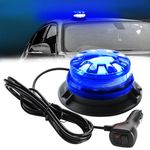 NHHEO 24LED Round Car Top Lamp Blue Emergency Flashing Beacon Light 8 Flashing Patterns Super Bright Waterproof With Magnetic Base Warning Police Light Suitable For Car Card Police Car 12-30V