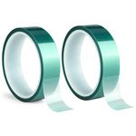 ACIT, 2 Rolls High Temperature Adhesive Tape Polyester PET Silicone Ideal for Powder Coating, Anodizing, Thermal Painting, 3D Printers (72 yd x 0,59'')