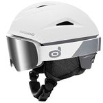 Odoland Snow Ski Helmet with Goggles Set - Adjustable Sport Helmet with Protective Glasses for Men and Women- Windproof Adult and Youth Skiing Gear for Snowboarding, Skiing, Snowmobile, White, M