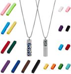 SUPERFINDINGS 2 Sets Essential Oil Necklace 21.85 inch(55.5cm) Diffuser Oil Pendant Necklace with Changeable Perfume Pads Aromatherapy Bottle Necklaces Stainless Steel Necklace for Woman Men