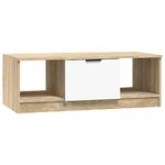 vidaXL Scandinavian Style Coffee Table in White and Sonoma Oak - Engineered Wood Construction - Ideal for Living Room and Lounge Area